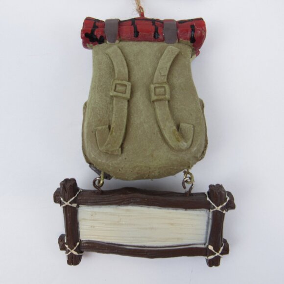 Gone Hunting Backpack Ornament Resin Christmas Red & Black Plaid Blanket - Picture 3 of 12